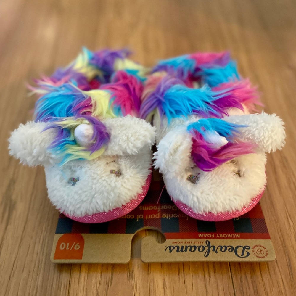 Dearfoams kids unicorn slippers